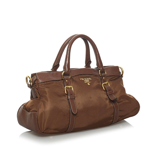 プラダ ハンドバッグ ショルダーバッグ 2WAY ブラウン ナイロン レザー レディース PRADA 【中古】