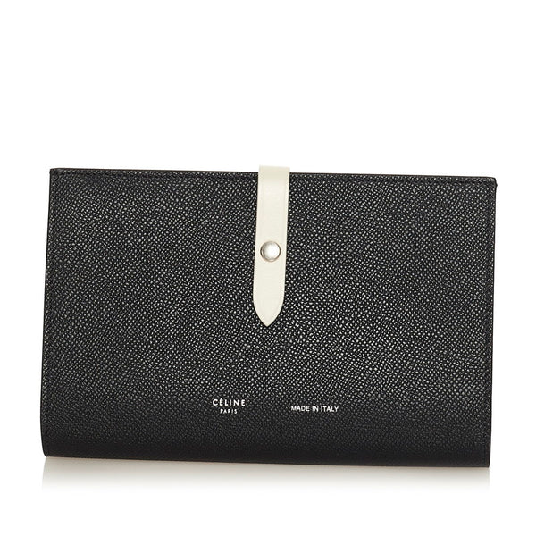 セリーヌ ラージ マルチファンクション 長財布 ブラック ホワイト レザー レディース CELINE 【中古】