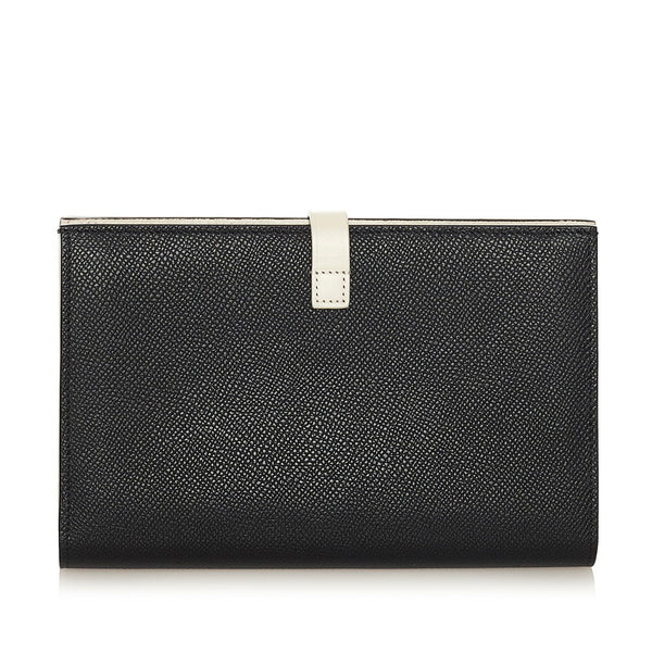 セリーヌ ラージ マルチファンクション 長財布 ブラック ホワイト レザー レディース CELINE 【中古】