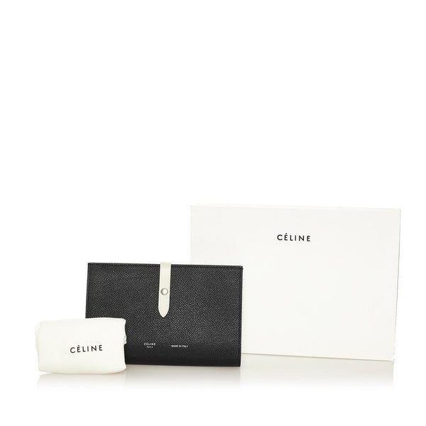セリーヌ ラージ マルチファンクション 長財布 ブラック ホワイト レザー レディース CELINE 【中古】