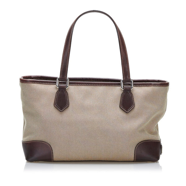 プラダ ロゴジャガード ハンドバッグ ショルダーバッグ 2WAY BN1159 ブラウン キャンバス レザー レディース PRADA 【中古】