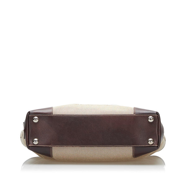 プラダ ロゴジャガード ハンドバッグ ショルダーバッグ 2WAY BN1159 ブラウン キャンバス レザー レディース PRADA 【中古】