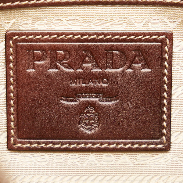 プラダ ロゴジャガード ハンドバッグ ショルダーバッグ 2WAY BN1159 ブラウン キャンバス レザー レディース PRADA 【中古】