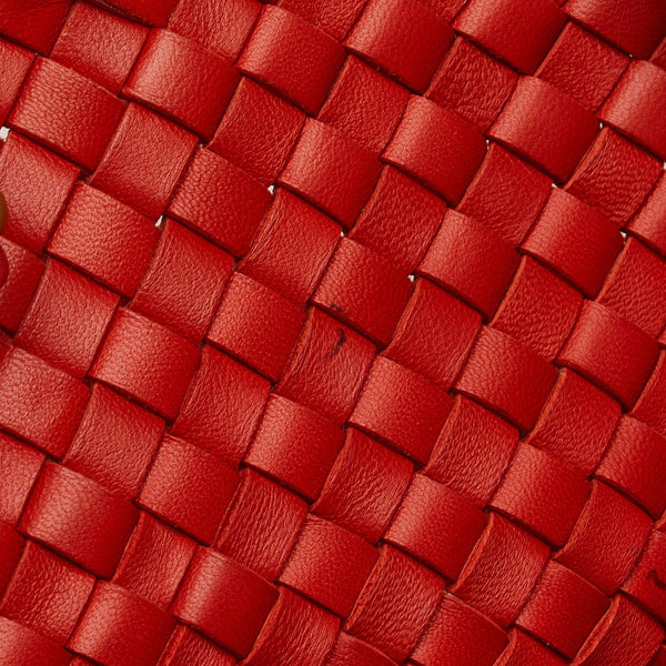 ボッテガヴェネタ イントレチャート 斜め掛け ショルダーバッグ  レッド レザー レディース BOTTEGAVENETA 【中古】