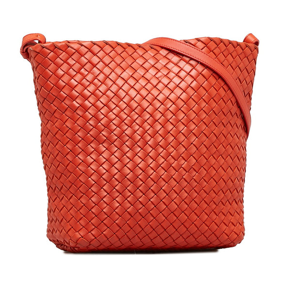 ボッテガヴェネタ イントレチャート 斜め掛け ショルダーバッグ  レッド レザー レディース BOTTEGAVENETA 【中古】