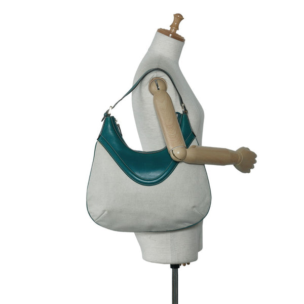 グッチ ヒステリア ショルダーバッグ 141875 ホワイト グリーン キャンバス レザー レディース GUCCI 【中古】