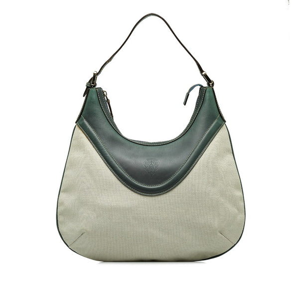 グッチ ヒステリア ショルダーバッグ 141875 ホワイト グリーン キャンバス レザー レディース GUCCI 【中古】