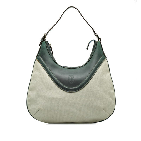 グッチ ヒステリア ショルダーバッグ 141875 ホワイト グリーン キャンバス レザー レディース GUCCI 【中古】