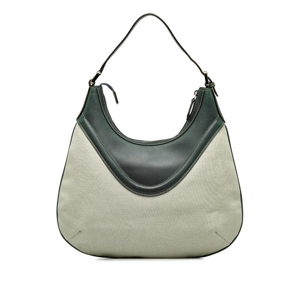 グッチ ヒステリア ショルダーバッグ 141875 ホワイト グリーン キャンバス レザー レディース GUCCI 【中古】