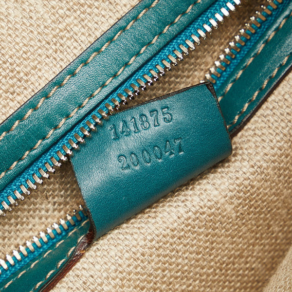 グッチ ヒステリア ショルダーバッグ 141875 ホワイト グリーン キャンバス レザー レディース GUCCI 【中古】