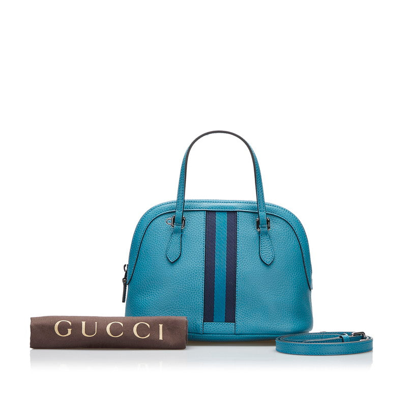 グッチ シェリーライン ハンドバッグ ショルダーバッグ 2WAY 341504 ブルー レザー レディース GUCCI 【中古】