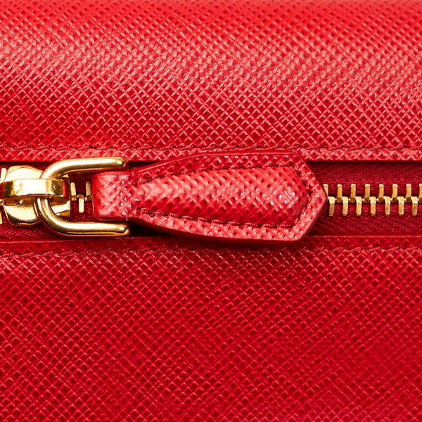 プラダ サフィアーノ ポーチ 3点セット 1MF014 レッド ピンク レザー レディース PRADA 【中古】