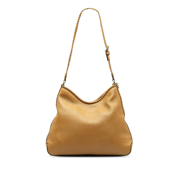 グッチ タッセル 編み込み ワンショルダーバッグ 336659 キャメル ブラウン レザー レディース GUCCI 【中古】