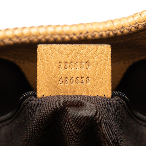 グッチ タッセル 編み込み ワンショルダーバッグ 336659 キャメル ブラウン レザー レディース GUCCI 【中古】