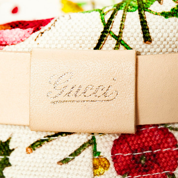 グッチ フローラ バケットハット マルチカラー コットンリネン レザー レディース GUCCI 【中古】