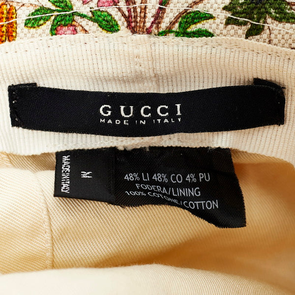 グッチ フローラ バケットハット マルチカラー コットンリネン レザー レディース GUCCI 【中古】