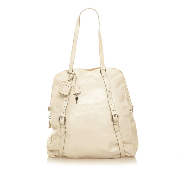 プラダ トートバッグ ホワイト レザー レディース PRADA 【中古】