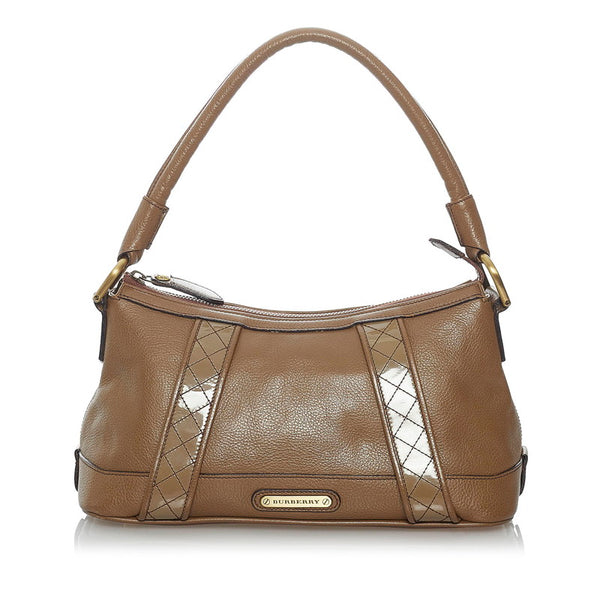 バーバリー ノバチェック ワンショルダー ブラウン レザー エナメル レディース BURBERRY 【中古】