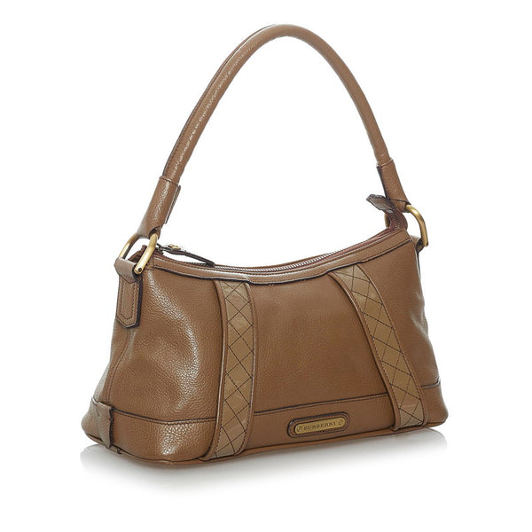 バーバリー ノバチェック ワンショルダー ブラウン レザー エナメル レディース BURBERRY 【中古】