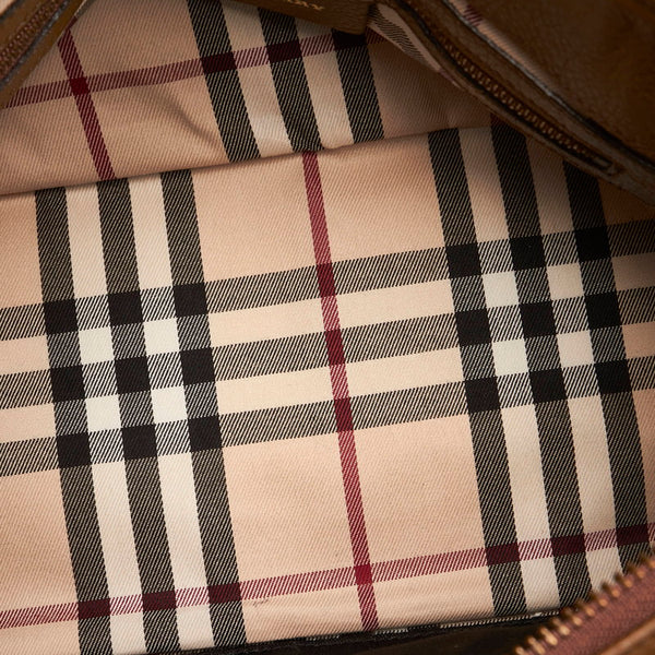 バーバリー ノバチェック ワンショルダー ブラウン レザー エナメル レディース BURBERRY 【中古】