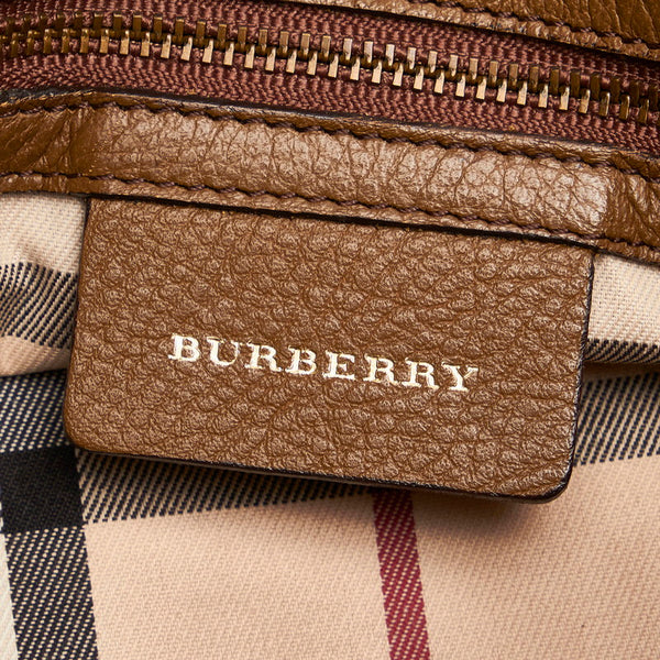 バーバリー ノバチェック ワンショルダー ブラウン レザー エナメル レディース BURBERRY 【中古】