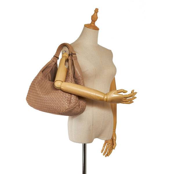 ボッテガヴェネタ イントレチャート ショルダーバッグ ベージュ レザー レディース BOTTEGAVENETA 【中古】