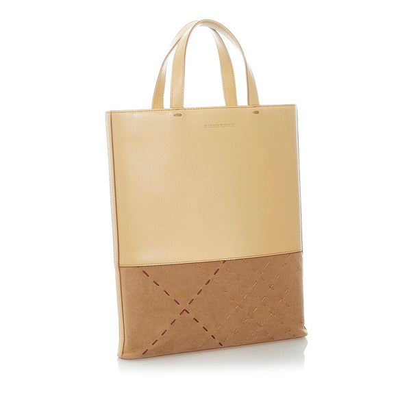 バーバリー トートバッグ ベージュ レザー スウェード レディース BURBERRY 【中古】