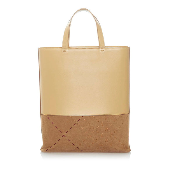 バーバリー トートバッグ ベージュ レザー スウェード レディース BURBERRY 【中古】