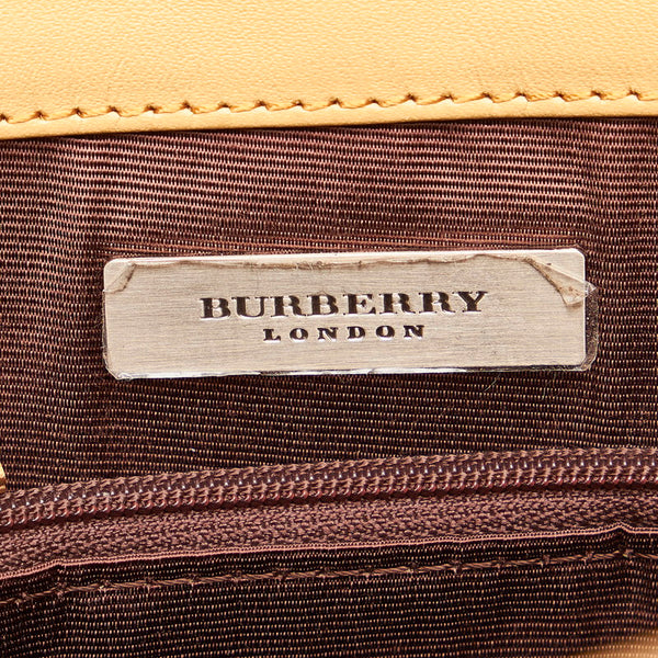 バーバリー トートバッグ ベージュ レザー スウェード レディース BURBERRY 【中古】