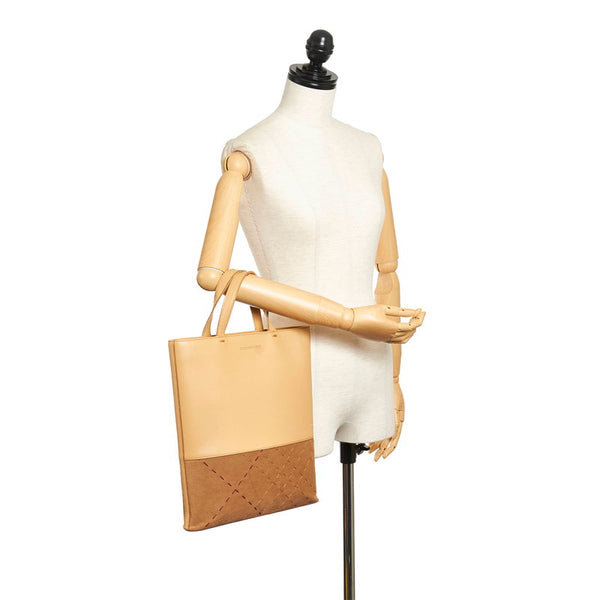 バーバリー トートバッグ ベージュ レザー スウェード レディース BURBERRY 【中古】
