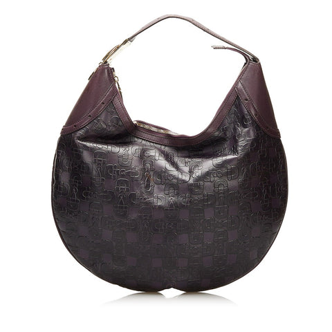 グッチ ホースビット 型押し ショルダーバッグ 145764 パープル レザー レディース GUCCI 【中古】