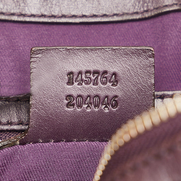 グッチ ホースビット 型押し ショルダーバッグ 145764 パープル レザー レディース GUCCI 【中古】