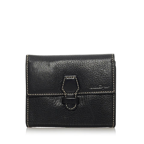 サルヴァトーレフェラガモ 二つ折り財布 KD 66 8599 ブラック レザー レディース Salvatore Ferragamo 【中古】