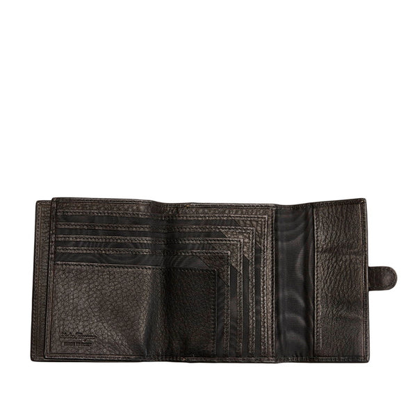 サルヴァトーレフェラガモ 二つ折り財布 KD 66 8599 ブラック レザー レディース Salvatore Ferragamo 【中古】