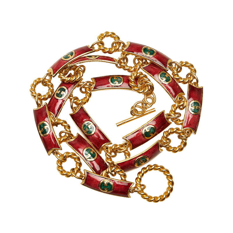 グッチ チェーンベルト ゴールド レッド メッキ レディース GUCCI 【中古】