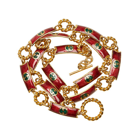 グッチ チェーンベルト ゴールド レッド メッキ レディース GUCCI 【中古】