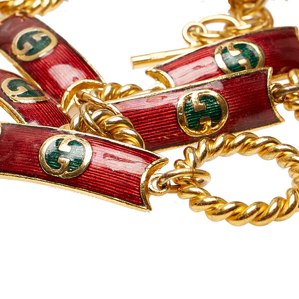 グッチ チェーンベルト ゴールド レッド メッキ レディース GUCCI 【中古】