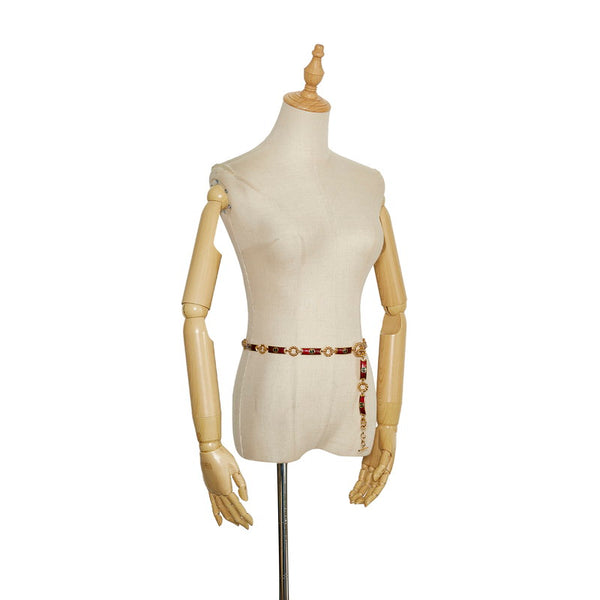 グッチ チェーンベルト ゴールド レッド メッキ レディース GUCCI 【中古】