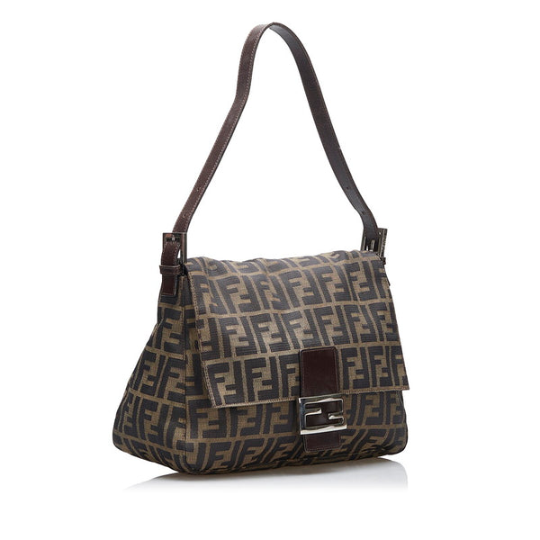 フェンディ ズッカ マンマバケット ワンショルダーバッグ ハンドバッグ ブラウン キャンバス レザー レディース FENDI 【中古】