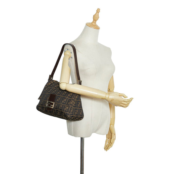 フェンディ ズッカ マンマバケット ワンショルダーバッグ ハンドバッグ ブラウン キャンバス レザー レディース FENDI 【中古】