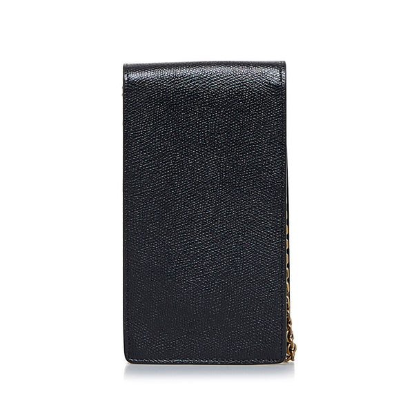 ディオール サドル バーティカルレザーポーチ チェーン ショルダーバッグ ブラック ゴールド レザー レディース Dior 【中古】