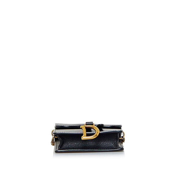 ディオール サドル バーティカルレザーポーチ チェーン ショルダーバッグ ブラック ゴールド レザー レディース Dior 【中古】