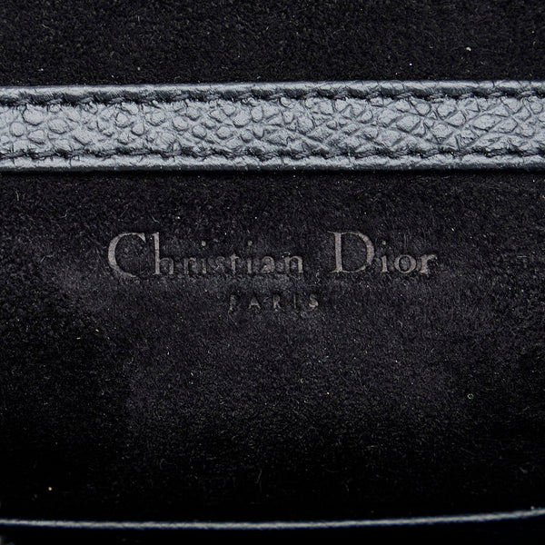ディオール サドル バーティカルレザーポーチ チェーン ショルダーバッグ ブラック ゴールド レザー レディース Dior 【中古】