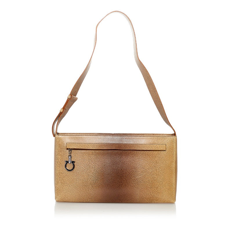 サルヴァトーレフェラガモ ガンチーニ ショルダーバッグ AQ-21 8793 ベージュ レザー レディース Salvatore Ferragamo 【中古】