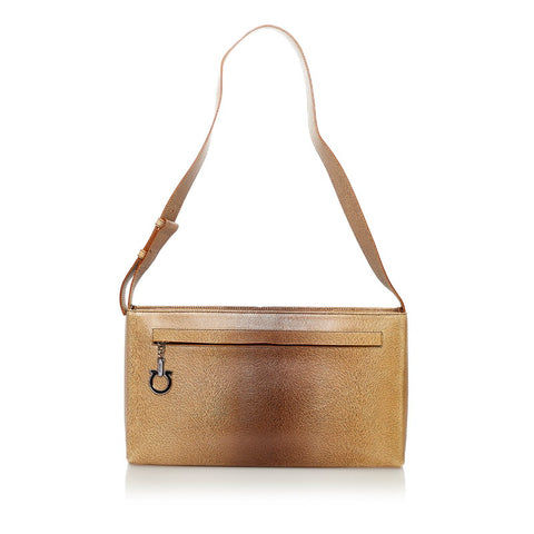 サルヴァトーレフェラガモ ガンチーニ ショルダーバッグ AQ-21 8793 ベージュ レザー レディース Salvatore Ferragamo 【中古】