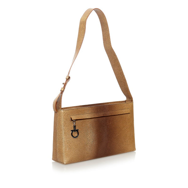 サルヴァトーレフェラガモ ガンチーニ ショルダーバッグ AQ-21 8793 ベージュ レザー レディース Salvatore Ferragamo 【中古】