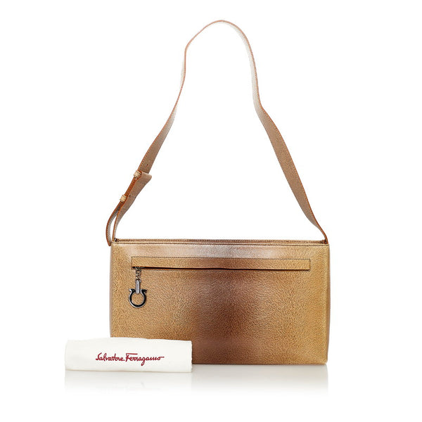サルヴァトーレフェラガモ ガンチーニ ショルダーバッグ AQ-21 8793 ベージュ レザー レディース Salvatore Ferragamo 【中古】