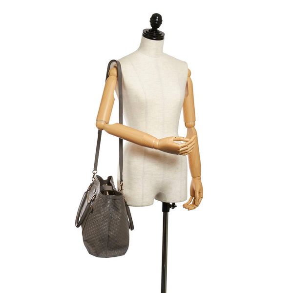 グッチ マイクログッチシマ 510291 グレー レザー ハンドバッグ ショルダーバッグ 2WAY レディース GUCCI 【中古】