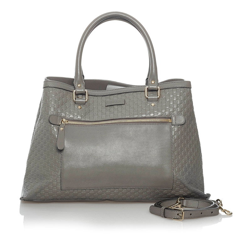 グッチ マイクログッチシマ 510291 グレー レザー ハンドバッグ ショルダーバッグ 2WAY レディース GUCCI 【中古】