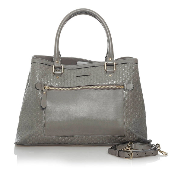 グッチ マイクログッチシマ 510291 グレー レザー ハンドバッグ ショルダーバッグ 2WAY レディース GUCCI 【中古】